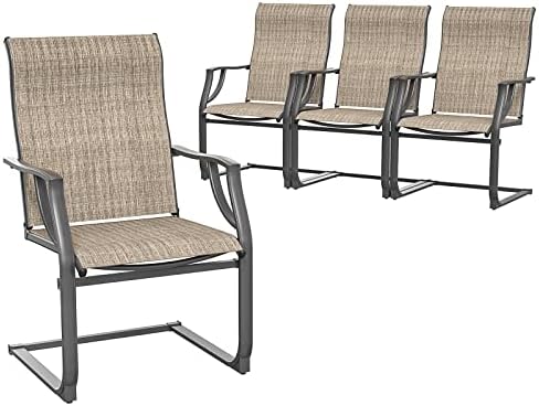 Amopatio Patio Chairs Set of 4, Outdoor Dining Chairs for All Weather, Breathable Garden Outdoor Furniture for Backyard Deck, Brown