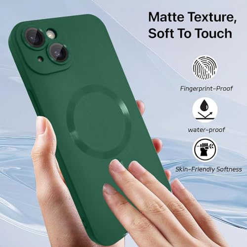 Image of Vaku Luxos Soft Silicon Mag-Safe Back Cover for iPhone 15 Plus Full Lens Protection Silicon Case Scratch Resistant Slim Thin Military-Grade Protection - Green