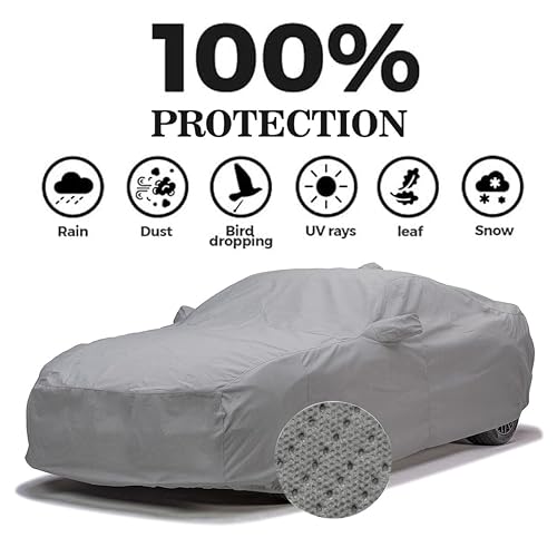 Image of Sulfar 100% Waterproof Car Body Cover Compatible with Mirror for Tata Indigo ECS (Triple Stitched, Full Bottom Elastic, Grey-TB)