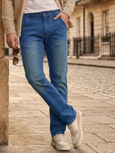 Image of Urbano Fashion Men's Regular Fit Washed Jeans Stretchable