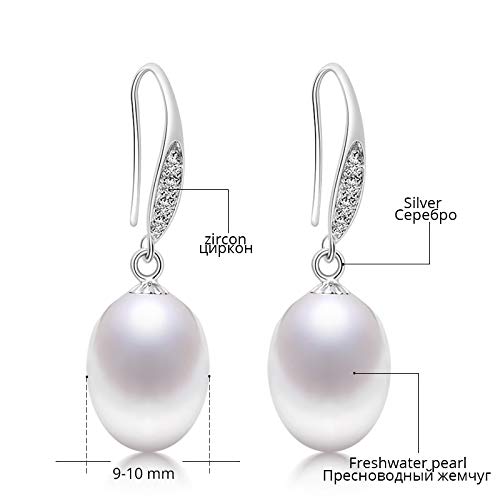 Pendientes de perlas naturales antialérgicos de plata S925 para orejas sensibles 2