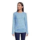 Lands' End Womens DJ Adjustable Swim Tee Tunic Rash Guard Electric Blue/sea Blue Gingham Regular X-Small