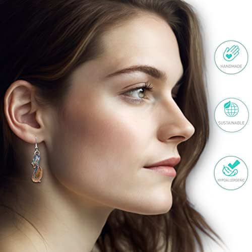 Besheek EAR1049 Handmade Murano Inspired Gorgeous Artist Made Pink Purple Blue Twist Glass Dangle Earrings thumb #5