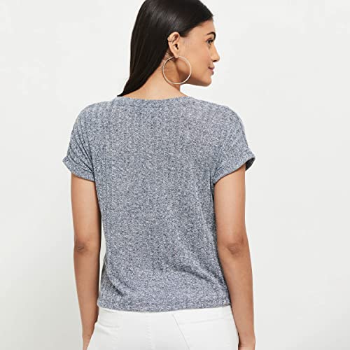 Image of Max Women's Cotton Regular Fit Textured Round Neck T-Shirt