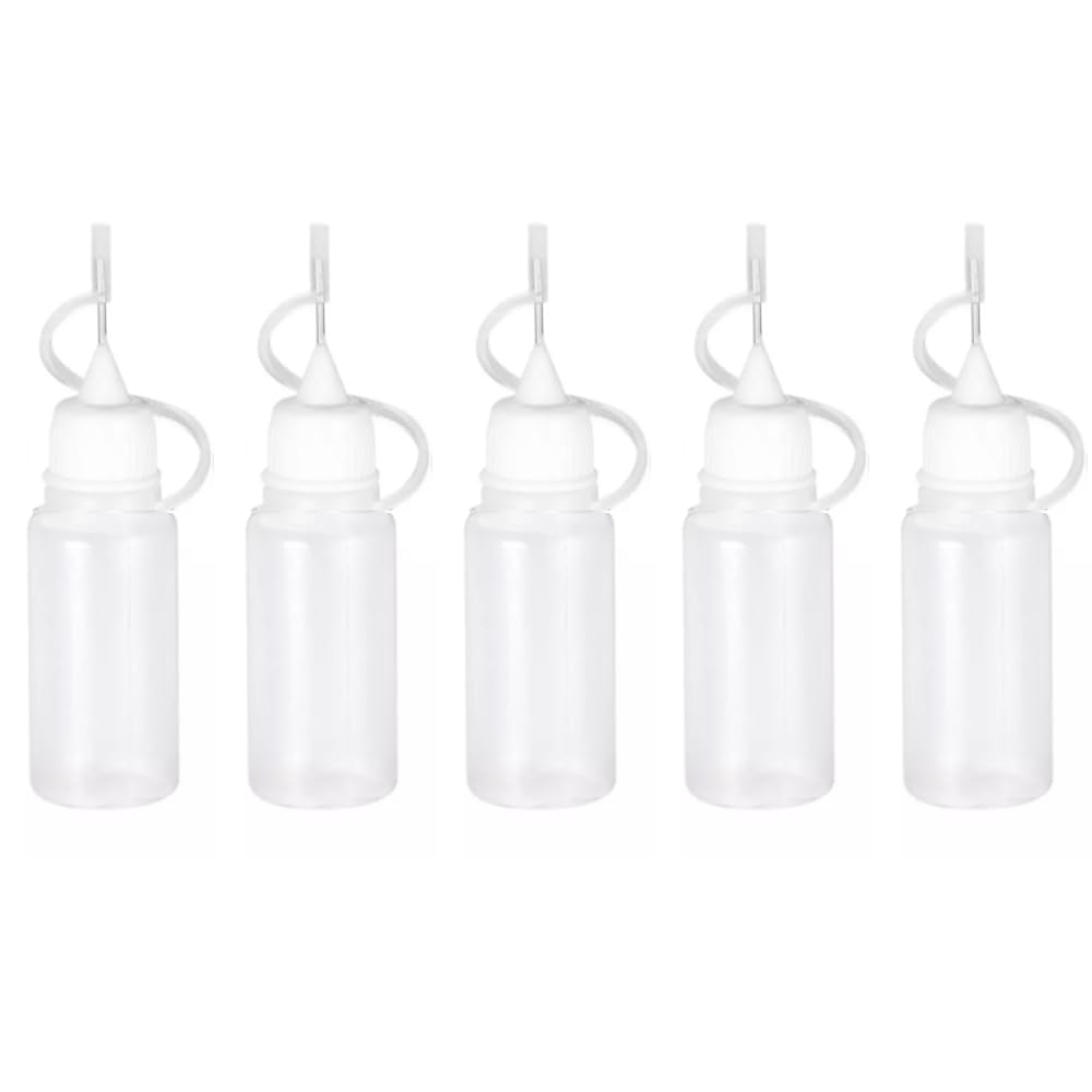 Wizard Vapes 5 x Empty Plastic Squeezable Liquid Dropper Filling Bottles E-Juice Quiling Oil Needle Tip LDPE (White, 10ml)
