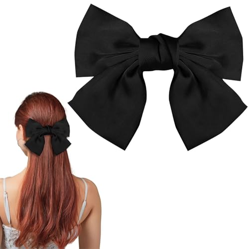 サムコス 成人式 髪飾り ウェディング ヘッドドレス ヘアアクセサリー 髪飾り 成人式 卒業式 結婚式 大きめ 髪留め ビッグ リボン バレッタ おしゃれ (黒)のサムネイル