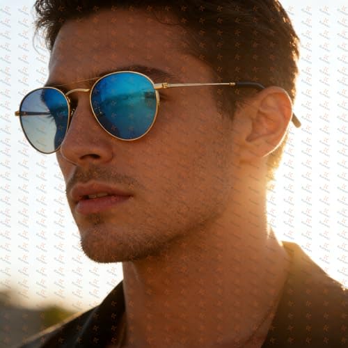 Image of Kursan Small Round Metal Polarized Sunglasses for Men Women Mirrored Lens Classic Circle Sun Glasses