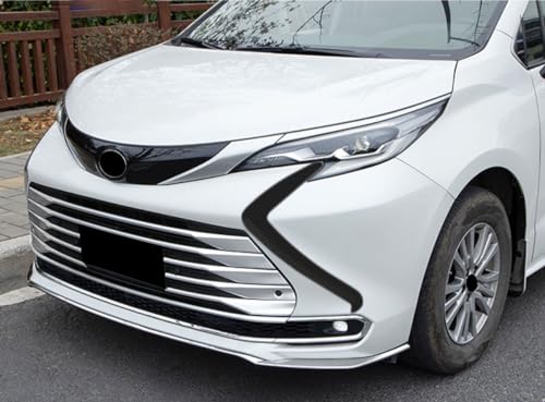 Image of Car Front Fascia Trim Compatible With Toyota Sienna 2021 2022 2023 2024 Front Grille Trim Headlight blade trim Exterior Car Accessories ABS 2PCS(Carbon Fiber Style)