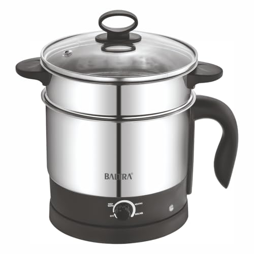 Image of BALTRA Multi-Kettle 1.2L Instacook | Adjustable Power Modes 600 W | 7 - Egg Tray, Idli Maker and Steamer | Stainless Steel | Automatic Overheat Protection | Multipurpose Kettle, 2 Year Warranty