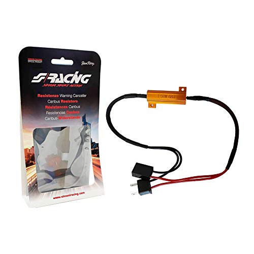 Simoni Racing 50W7 Resistenza Warning Canceller specifica per lampade a LED Attacco H7, 50W 6 Ohm con connettori