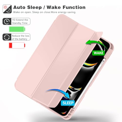 Image of ZryXal New iPad Pro 13 Inch Case (M5) 2025 / (M4) 2024 with Pencil Holder, Smart iPad Case [Support Pencil Pro and Pencil (USB-C)], Support Touch ID and Auto Wake /Sleep (Rose Pink)