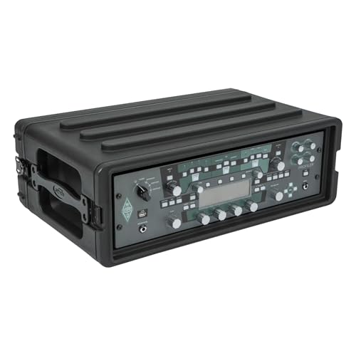SKB Shallow Rack 3U - Roto-Molded for Durability & Impact Resistance, Waterproof & Stackable Design, with Twist Latches & Rubber Feet - Ideal for Secure Equipment Storage & Transport, Black