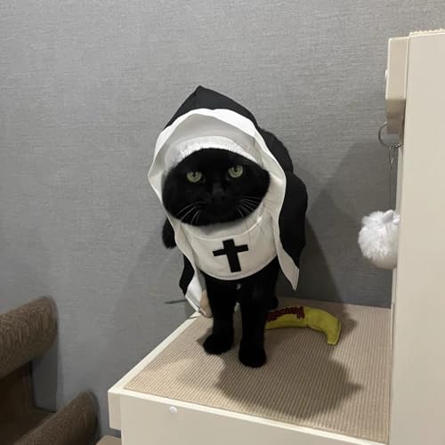 Halloween Katzen Hunde Haustierkostüme,Lustiges Cosplay Sister Habit Umhang Kostüm,für Katzen und Kleine Hunde Halloween Christmas Festival Cosplay Party Haustiere Kleidung (M)