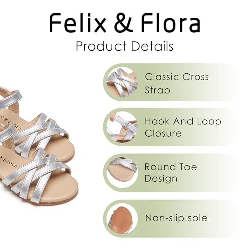 Image of Felix & Flora Toddler Girl Sandals - Little Girl Easter Dress Shoes Lightweight Open Toe Beach Holiday Flats