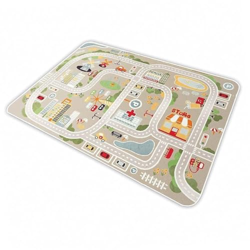 Image of Kid Rug Carpet Playmat for Toy Cars and Train,Play Area Rug with Rubber Backing,Fun Throw Rug,Ideal Gift for Children Baby Bedroom Play Room(160x230cm /63x91in) Y6