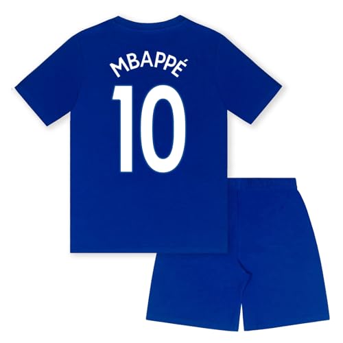 Real Madrid Pijama corto para niños, regalo oficial de fútbol para niños, Reflex Blue Mbappe, 10-11 años