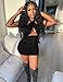 Women's Sexy Ruched Bodycon Halter Criss Cross Cut Out Backless Mini Club Party Dresses, Small, Black