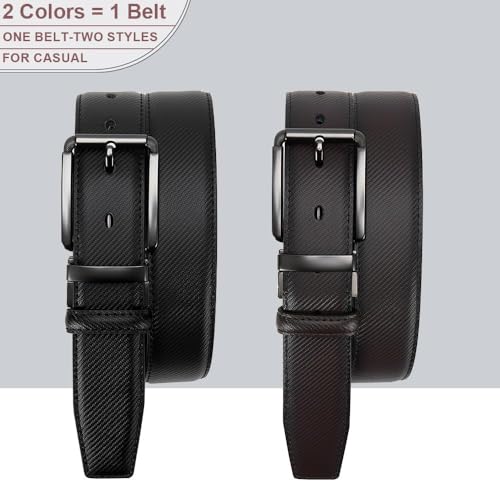 Image of DOOPAI Reversible Leather Belt for Men 1.25 inch - Dual Sided Dress and Casual Belt, Trim to Fit, 2 Styles in One Belt