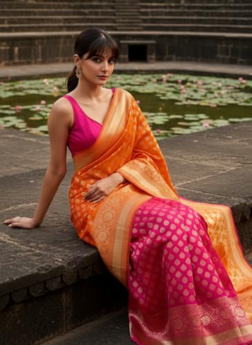 Image of Glory Sarees Women's Woven Pure Soft Kanjivaram Silk Saree Banarasi Style With Blouse Piece for Wedding