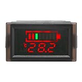 DROK Waterproof LED Digital Battery Volt Meter DC 12V 24V 36V 48V 60V 64V 72V Acid Lead Lithium Polymer Battery Capacity Indicator Thermometer Voltage Temperature Guage Monitor for Electromobile