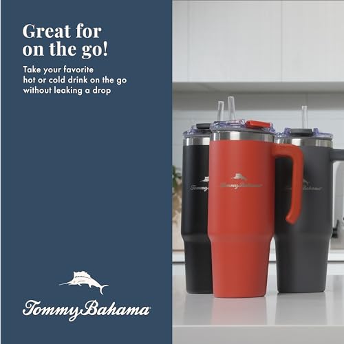 Image of Tommy Bahama 30oz Vacuum Insulated Water Bottle, Straw, Black