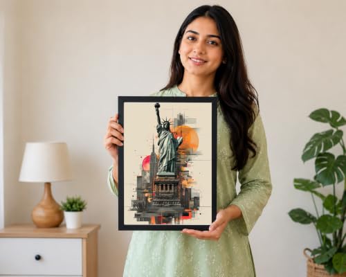 Image of Statue of Liberty Wall Art Photo Frame | New York City Landmark Canvas Print for Living Room, Office & Modern Home Decor
