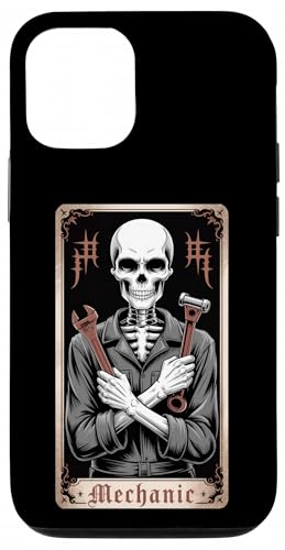 整備士 技術者 自動車修理 ゴシック タロット カードサポート スマホケース iPhone 12/12 Pro 用