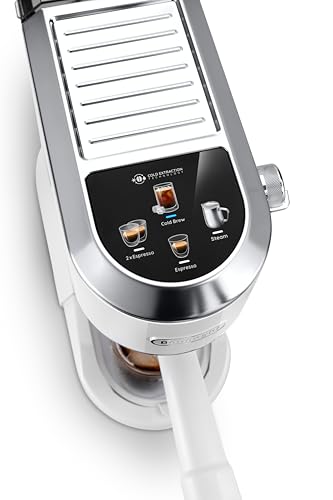 Image of De'Longhi Dedica Duo Cold Brew Espresso Machine with Milk Frother, 15 Bar Pressure, Original Italian Barista Style Coffee Maker, Make Espresso, Latte, Cappuccino & Ice Coffee, White, EC890WH