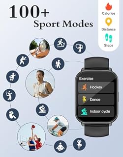 RUIMEN Montre Connectée Homme Femme avec Appel Bluetooth Smartwatch avec Podometre Cardiofrequencemetre Oxymetre Montre Sport pour iPhone Android Etanche IP68 Notification Chronometre Meteo Noir