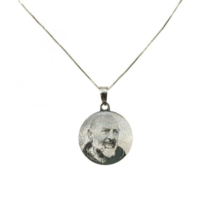 Diametro pendente cm 1,6 COLLANA PADRE SAN PIO IN ORO BIANCO 18 KT