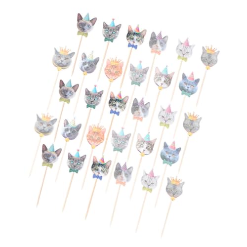 SOIMISS Palillos para Pastel Diseño de Gato de Papel, 48 Piezas Fáciles de Usar para Decoración Creativa en Fiestas de Cumpleaños y Garden Party