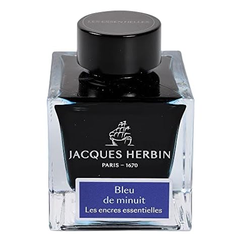 Jacques Herbin - Ref 13119JT - Ink for Fountain Pens & Rollerball Pens - Bleu Austral / Southern Blue - 50ml Bottle - Jacques Herbin Prestige Collection - Blue-Coloured Ink Cover