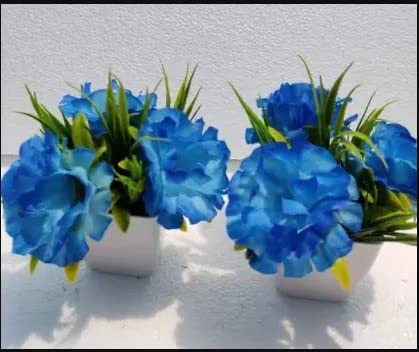 Image of Artificial Flower with Pots for Home Decoration Combo of 2PCs Artificial Forest Bonsai Plant with Plastic Pot for Office Items Desk Greenery Room Decor Plants Random Color Flower (Flower Pot)
