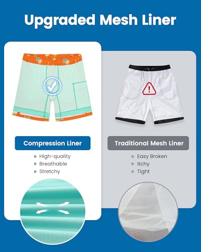 Image of maamgic Mens Swim Trunks with Compression Liner 7 Inch Inseam Mens Bathing Suit Quick Dry Swimming Trunks Swimsuit