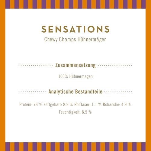 Terra Canis Sensations Chewy Champs - Hühnermägen 200g I Natürliche, getrocknete Kauartikel I Beschäftigung durch Kauen | Ergänzungsfuttermittel für Hunde