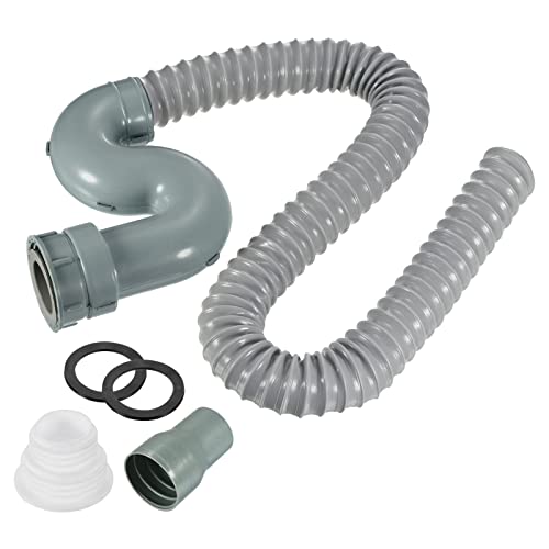 Tubo de drenaje flexible expandible para fregadero MECCANIXITY, 100 cm, color gris, paquete de 1 unidad miniatura 1