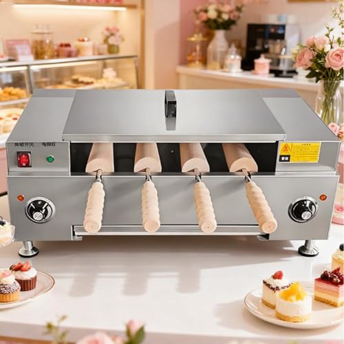 AityBuy Horno De Chimenea Eléctrico Comercial para Pasteles, Horno De Chimenea para Hacer Panecillos, Horno Tostador De 3000 W, Parrilla Eléctrica para Hacer Conos De Helado Knob