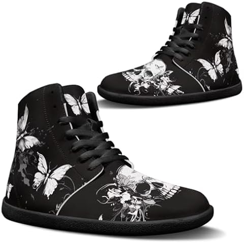 Binienty Unisex Fashion Skull High Top Sneakers Men's Classic Lace-Up Skull Butterfly Sneaker Shoes Casual Cool Hip Hop Tennis Walking Shoes for Hiking,Cycling Size 10 Cover