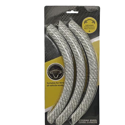 PICKSHI ハンドルカバー ステアリングカバー テクスチャ 超薄型S ・M・Ｌサイズ、O型 Ｄ型 幅広い車種で使用可能 取付簡単 軽自動車、普通車、軽トラック汎用(グレー白)