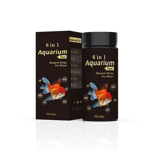 6 in1 Wassertester für Aquarien | 50 Streifen | Fischteich Pond Aquarium Wasser Analyse | Gesamthärte, Karbonat-Nitrat, Nitrit, Cl2, pH (6 in 1)