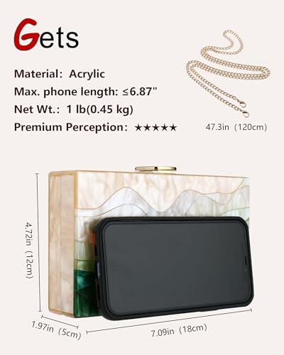 Image of Gets Acrylic Purses and Handbags for Women Multicolor Perspex Geometric Patterns Box Clutch Banquet Evening Crossbody Handbag