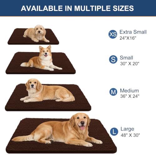 Image of OLANLY Dog Door Mat for Muddy Paws 40x32, Absorbent Chenille Mud Doormat
