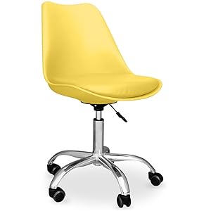 Tulip Style Silla de oficina con ruedas - Silla de oficina giratoria - Tulipán Amarillo