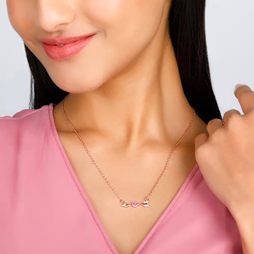 Image of GIVA 925 Silver 18k Gold Plated Rose Gold Zircon Necklace | Gifts for Women & Girls