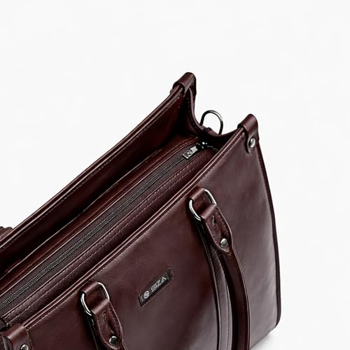 Image of Siza Premium Women's Handbag, PU Leather Tote Bag with Dual Zip Compartments for Office and Style, Padded Laptop or Devices Sleeve, Detachable Shoulder Strap, Structured Formal Bag for Women