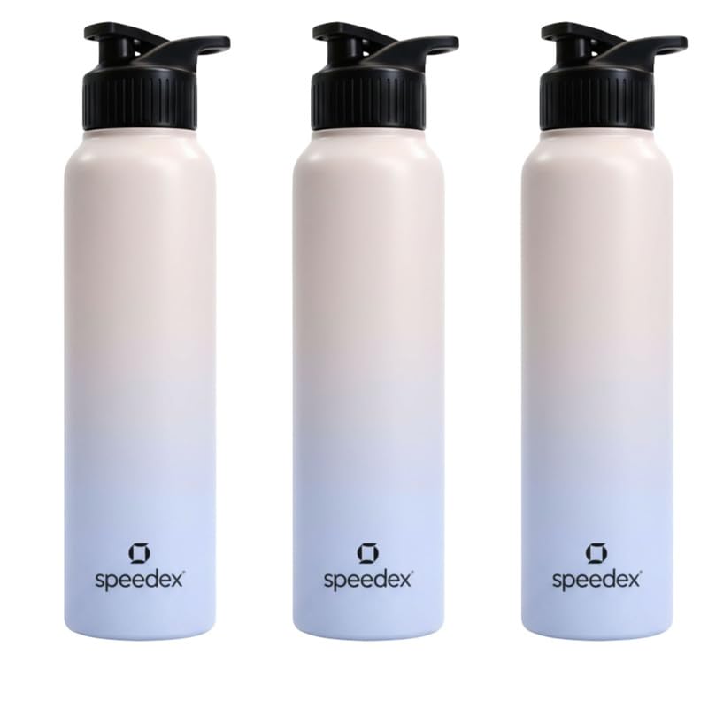 Image of Speedex Stainless Steel Metal Water Bottle 1 Ltr 1000 ml, BIS Approved, Leak Proof Sipper Cap Bottle for Office, School, Gym, Travel, Daily Use for Men, Women, Kids, Adults, Pink Blue, Set of 3