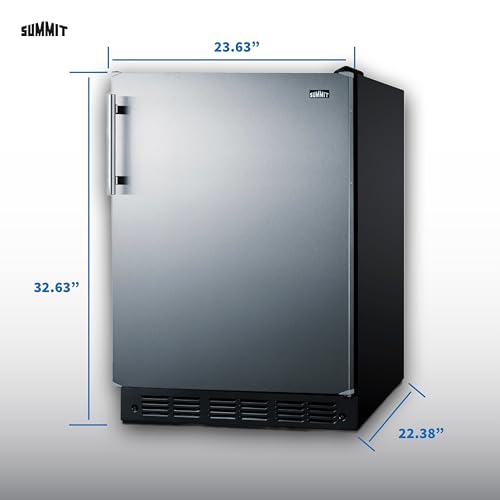 Summit 24" Refrigerator-Freezer, Peak24 Undercounter Fridge, 5.0 cu.ft. Capacity, Stainless Steel/Black- CT66BK2SS on Fridge.com