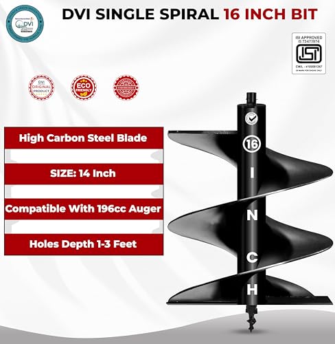 Image of DVI Universal 16 Inch Earth Auger Drill Bit /Planter | Fit In 4 Stroke 196CC Earth Auger | Made With High Metal & ISI Approved Pipe For Durablity | For Digging Holes, Plantation. (16 inch INCH BIT)