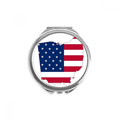 Miroir de poche rond drapeau USA Ohio mini miroir de maquillage portable multicolore