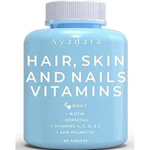 Hair Skin and Nails Vitamins 60 Capsules, Hair Growth Vitamins with Biotin, Skin, Nail, Hair Supplement, Hair Vitamins for Faster Hair Growth, Hair Growth Pills, Hair Growth for Women & Men
